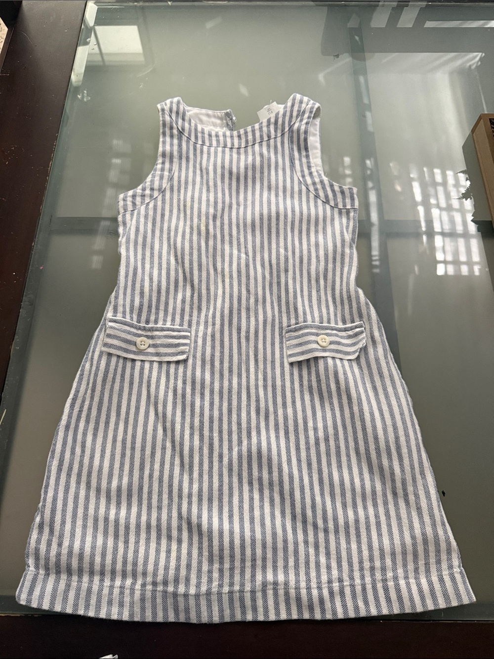 abercrombie kids Blue and White Striped Sleeveless Shift Dress